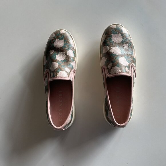 Coach Camo Rose Slip-On Shoes - Floral Canvas Comfort - Picture 1 of 4